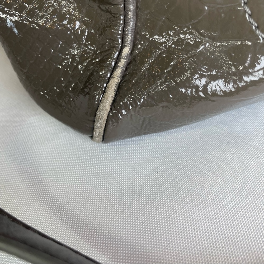 Marc by Marc Jacobs Gray Green Patent Leather Snakeskin Hobo Shoulder Tote Bag - Picture 4 of 16